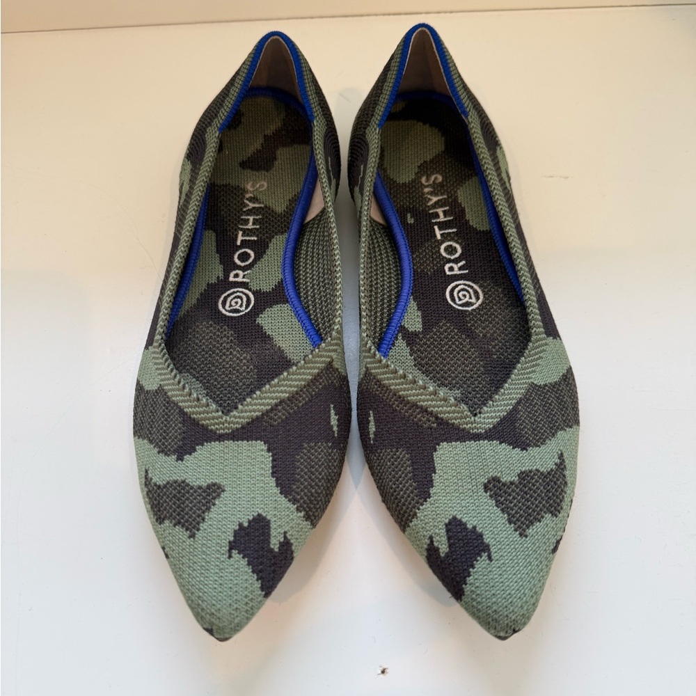 Rothy's Green and Black Camouflage Flats